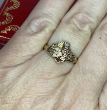 🛑 RARE Black Hills Harley Davison 10k Yellow Rose Gold Diamond Ruby Band Ring 7 for sale  Lutz