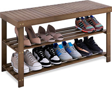 SMIBUY Bamboo Shoe Rack Bench, 3-Tier Shoe Organizer Storage Shelf for Entryway for sale  Shipping to South Africa