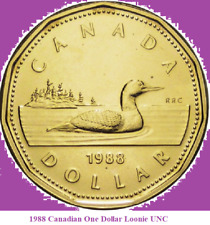 Moneda Loonie de un dólar canadiense 1988. UNC. Loon canadiense de $1 segunda mano  Embacar hacia Argentina