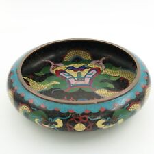 Decoração antiga chinesa cloisonné tigela dragão perseguindo pérola flamejante comprar usado  Enviando para Brazil