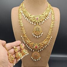 Used, Indian Bollywood Bridal Choker Necklace Sets Gold Plated Fashion Wedding Jewelry for sale  Shipping to South Africa
