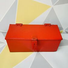 Vintage Red Metal Toolbox Industrial Style Storage Box Tool Box 30 x 13 cm for sale  CHELTENHAM