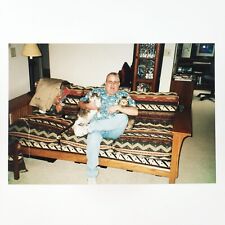 Fat Man Feline Lover Photo 1990s Y2K Gay Int Bear Futon Couch Snapshot A4012 for sale  Shipping to South Africa
