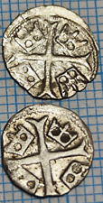 Hermosa cruz templaria cruzada, Europa medieval, parvus, plata, 2 monedas segunda mano  Embacar hacia Argentina