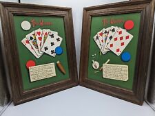 Vintage Poker Picture Art Print Framed Lithograph 14"x11" J Hough Lot of 2 for sale  Shipping to South Africa