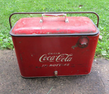 Vintage Coca Cola Red Metal Picnic Cooler Progress Refrigerator Co. Louisville K for sale  Shipping to South Africa