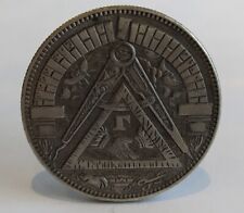 Silver Masonic Illuminati Coin Freemasons Mystery Strange Old Square and Compass for sale  Shipping to Ireland