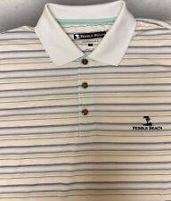 Pebble Beach Mens Short Sleeve White Striped Performance Polo Shirt Size Medium, used for sale  Shipping to South Africa