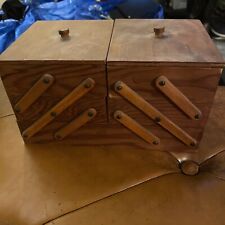 Vintage Wooden Accordion Fold Out Sewing Box 9 1/2 X 5 1/2 O for sale  Shipping to South Africa