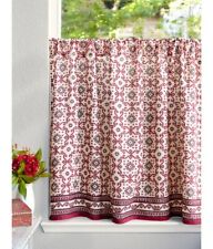 Ruby Kilim Rustic Red Black Kitchen Curtain 44" × 24" Indian Wood Block Printed for sale  Shipping to South Africa