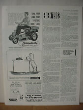 1962 Simplicity Wonder-Boy Ride On Lawn Mower Vintage Print Ad 10013 for sale  Shipping to South Africa