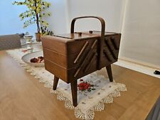 Vintage Wooden Accordian Fold Out 3 Tier Sewing Box. See Photos & Description, used for sale  Shipping to South Africa