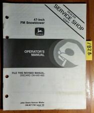 Used, John Deere 47" FM Front Mount Snowblower S/N -020000 Owner Operator Manual 7/86 for sale  Niagara Falls