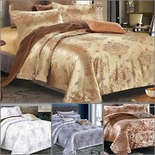 4 peças conjuntos de cama de luxo jacquard capas de edredom + lençóis ajustados casal king size comprar usado  Enviando para Brazil