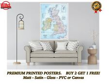 Grã-Bretanha Reino Unido Mapa Grande Cartaz Arte Impressão Presente A0 A1 A2 A3 A4 Maxi comprar usado  Enviando para Brazil