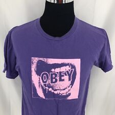 Usado, Camiseta OBEY Propaganda Púrpura Rosa Boca Dientes Manga Corta Mediana segunda mano  Embacar hacia Argentina