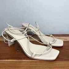 Alohas Bellini Sandals Cream White Leather Strappy Square Toe Heels EU 37 US 6.5 for sale  Shipping to South Africa