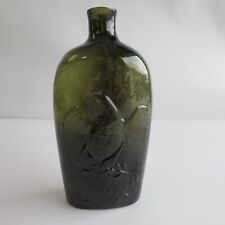 Antique Green Glass Willington CT / Eagle Historical Flask Bottle, used for sale  Shipping to South Africa