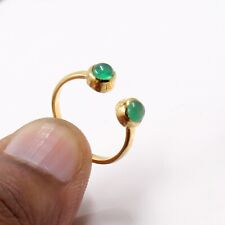 Joia folheada a ouro prata esterlina 925 sólida ônix verde anel aberto frontal tamanho 6, usado comprar usado  Enviando para Brazil
