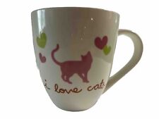 Usado, Caneca chá café THL I Love Cats rosa e verde corações comprar usado  Enviando para Brazil
