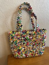 Bolsa tote bolsa tote de doces colorida multicolorida envoltórios reciclados 8,5x10 comprar usado  Enviando para Brazil