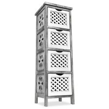 Used, Stylish 4 Tier Drawer Wooden Bathroom Woven Cupboard Shelf Storage Cabinet  for sale  Shipping to South Africa