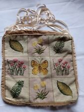 Used, Handmade Wool Needlepoint Floral Leaves Butterfly Chair Cushion Pillow Decor for sale  Shipping to South Africa
