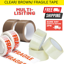 STRONG PACKAGING TAPE, CLEAR/ FRAGILE/ BROWN, 48MM x 66M LONG PARCEL TAPE for sale  Shipping to South Africa