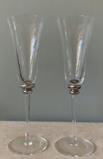 TWO Stephen Smyers Art 9 3/8" Glasses Flutes Antiqued Platinum Tulip Champagne  for sale  Shipping to South Africa