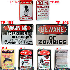 WARNING GUN SHOT Metal Tin Sign Rifle Pistol Hunting Cabin Bar Man Cave decor for sale  Shipping to South Africa