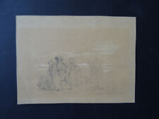 FRENCH SCHOOL 1854 - TRAVELERS ON THE ROAD - SUBTILE PENCIL DRAWING for sale  Shipping to South Africa