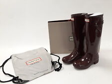 New Hunter Wellies/Wellington Boots Wine Red Gloss Size 4 UK 39cm H W/ Bag & Box for sale  Shipping to South Africa