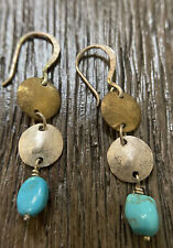 Retired Silpada Sterling Silver Brass Stabilized Turquoise Dangle Earrings W1817 for sale  Shipping to Canada