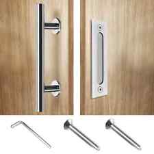Door Handle Stainless Steel Pull and Flush Set Two-Sided Silver Handle, used for sale  Shipping to South Africa