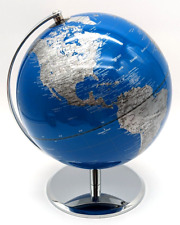 Usado, Esfera de mesa World Globe azul e prata estrutura de aço inoxidável 11 polegadas comprar usado  Enviando para Brazil