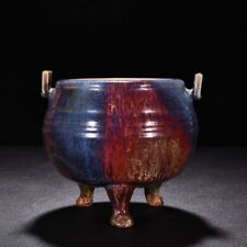 6,8" antigo pote de três pés de porcelana antiga canção dinastia jun forno fambe esmalte vermelho comprar usado  Enviando para Brazil