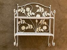 Vintage Floral Wrought Iron Folding Shelf Unit L22xW16xD7 Antique White OOAK for sale  Shipping to South Africa