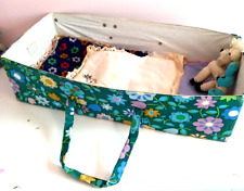 Vintage Pelso Doll Carry Cot Bed & Accessories Blankets Flower Power Green 60's for sale  Shipping to South Africa