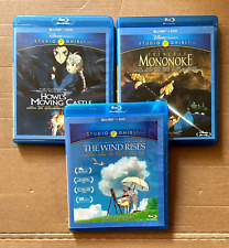 STUDIO GHIBLI Miyazaki 3 Blu-ray Lot Howl’s Moving Castle/Princess Mononoke/Wind for sale  Shipping to South Africa