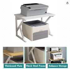 Used, Wood PB & SS Frame Desktop Printer Stand 2 Tier Desk Shelf for Home Office for sale  Shipping to South Africa