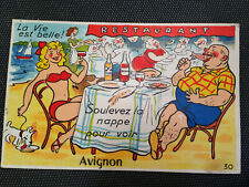 Carte Postale Ancienne à système AVIGNON années 1950 Editions Gaby restaurant d'occasion  La Côte-Saint-André