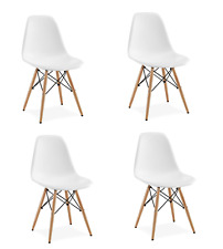 Set 4 sedie moderne, stile scandinavo, cucina, pranzo, soggiorno, gambe in legno usato  Mesagne