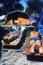 35mm Slide, Woman And Young Man On Camp Site Sunbeds, 1970s for sale  Shipping to South Africa