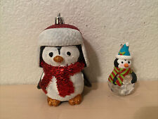 JUEGO DE 2 decoraciones de árboles de Navidad de pingüinos segunda mano  Embacar hacia Argentina