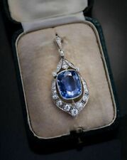 Pingente de prata 925 diamante safira azul raro art déco 12,7 quilates criado em laboratório, usado comprar usado  Enviando para Brazil