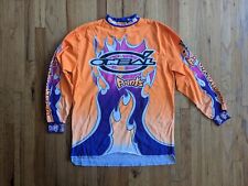 Vintage 1990s O'Neal Prints Padded Motor Cross Racing Flames Orange Shirt Large for sale  Shipping to South Africa