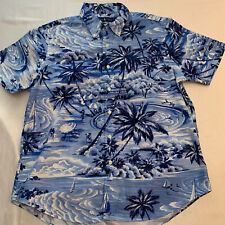 Camisa Polo Ralph Lauren Para Hombres Estampado Hawaiano Talla Grande Azul Palmera Playa Usada en Excelente Condición segunda mano  Embacar hacia Argentina