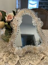Venetian Murano Mirror Vanity Peach Pink Clear Rosettes Italian Vintage Antique for sale  Shipping to South Africa