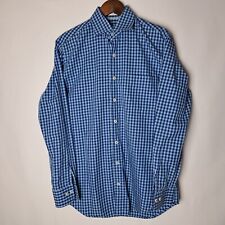 Camisa masculina Peter Millar média azul botão frontal manga longa xadrez bolso no peito comprar usado  Enviando para Brazil