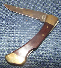 Vintage Frontier Double Eagle Imperial Stainless USA 4515 Wood Lockback Knife for sale  Newport
